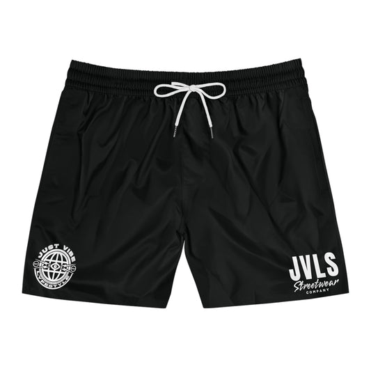 Black Mid-Length Swim Shorts