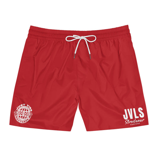 Red Mid-Length Swim Shorts