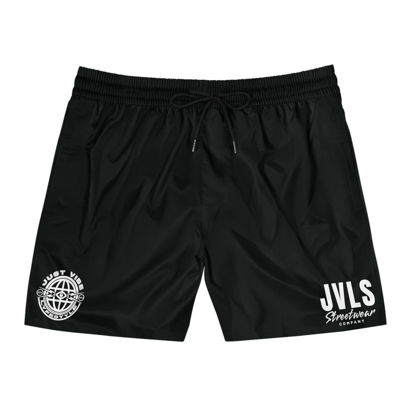 Black Mid-Length Swim Shorts